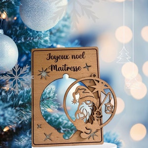 Abnehmbare Weihnachtskugelkarte aus Buchenholz, Geschenk für Herrin