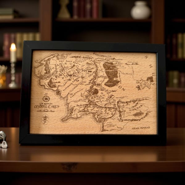 Lord of the Ring beech laser engraved book extract LOTR Tolkien frame The Hobbit gift for fans