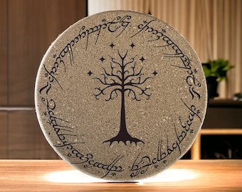 Dessous de plat en liege Tolkien - symboles LOTR - decoration de table le seigneur des anneau - hobbit fanart - tolkien idée cadeau