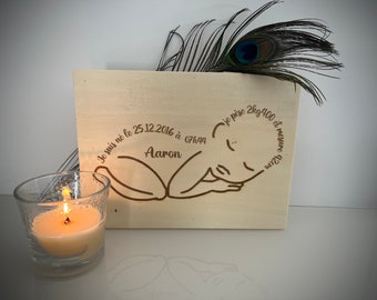 Tableau de naissance personnalisé bébé en bois