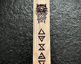 Solid walnut wood bookmark inspired by the universe of the Witcher