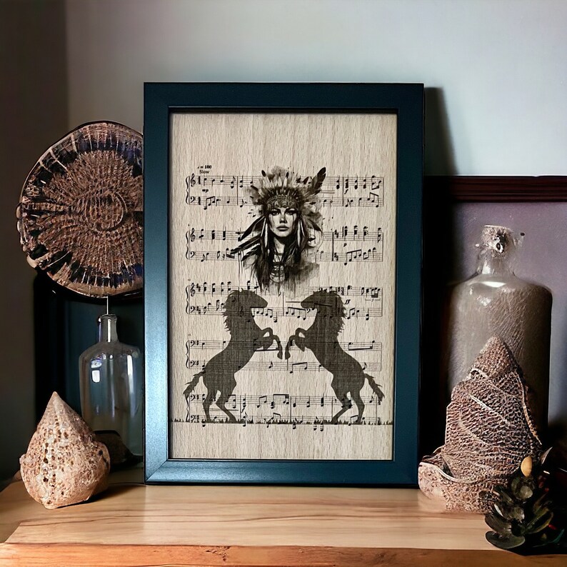 Indian Horse Woodcut Beech Sheet Music Wall Art Gift for Fans Etsy