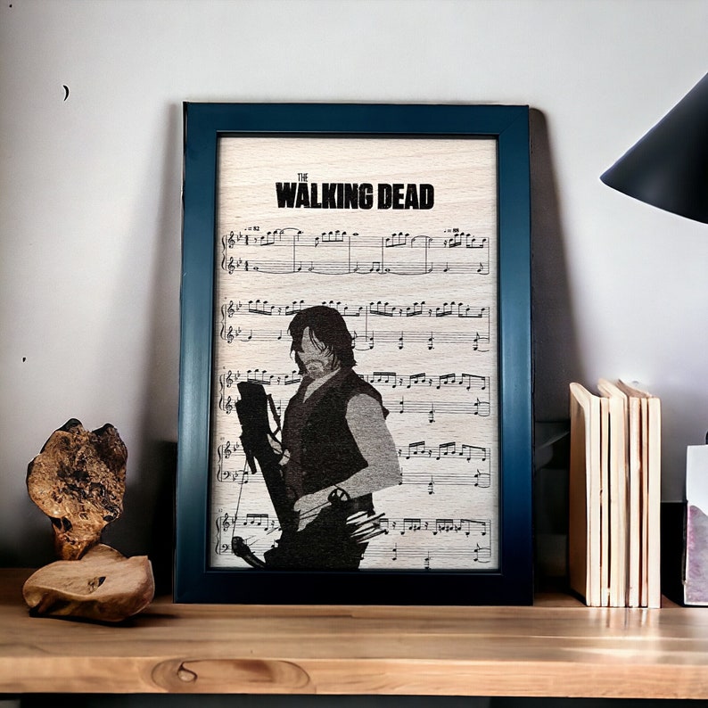 The Walking Dead Beech Wood Engraving Sheet Music Wall Art Gift for