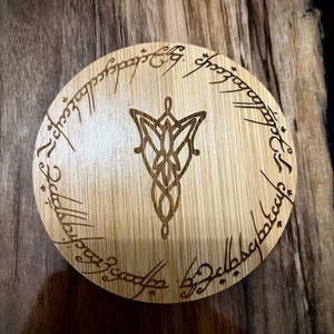 Tolkien coasters LOTR decor Middle earth coasters Bamboo wood coasters Lord of the Rings Hobbit home decor Tolkien fan gift For Home Table image 6
