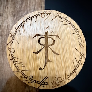 Lot de 4 sous-verres en bois de bambou inspiré de lunivers Tolkien image 3