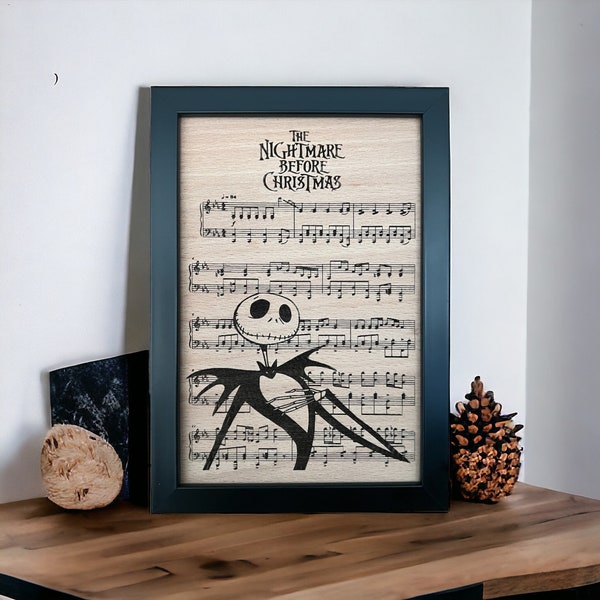 Mister Jack Tim Burton gravure sur bois de hetre Partition art murale cadeau pour les fans