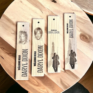 Bookmark in solid walnut wood inspired by the universe of The Walking Dead Daryl Dixon