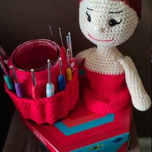 annabel crafty lady, hook holder and secret jar crochet pattern PDF