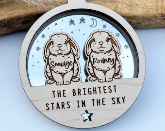 Two Rabbit memorial gift, Christmas bunny memorial ornament, brightest star in the sky, bunny loss, pet memorial gift, two bunny decoration