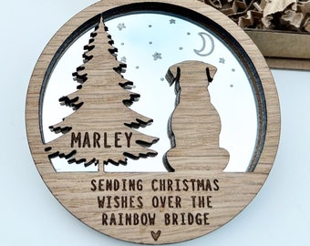 Christmas dog memorial ornament, Dog Christmas bauble, Personalised dog ornament, Star ornament, Dog decoration, Rainbow Bridge Dog memorial