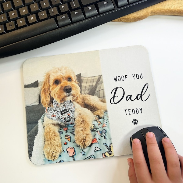 Hund Papa Geschenk, Hund Liebhaber Geschenk personalisiert, Hund Mama Geschenk, personalisierte Foto Maus Matte, Computer-Laptop-Matte