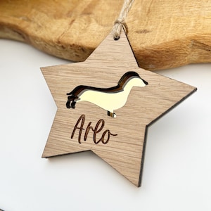 Personalised dachshund dog decoration, dog ornament, custom dachshund ornament, dog ornament, personalised dog bauble
