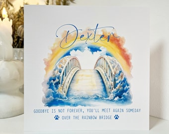 Trauerkarte für Haustiere, Trauerkarte für Hunde, Karte zum Verlust eines Hundes, Karte zum Verlust einer Katze, Karte zum Verlust eines Haustiers, Regenbogenbrücke, Ich denke an dich