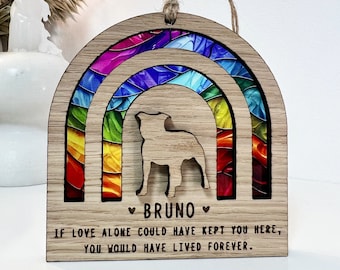 Stained glass effect Rainbow Bridge dog memorial gift, sun catcher, pet sympathy gift, pet loss gift, dog loss memorial gift, dog sympathy