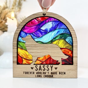 Puente arcoíris conmemorativo para la pérdida de un perro, atrapasol, atrapaluz, condolencias para mascotas, pérdida de una mascota, para amantes de los perros, recuerdo para perros.