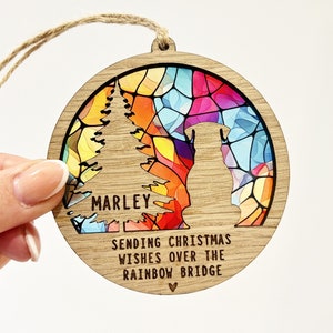 Christmas dog ornament, Dog xmas memorial decoration, Personalised dog ornament, Dog Christmas decoration, Rainbow bridge gift, Dog lover