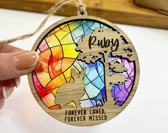 うさぎの記念品、うさぎの虹の橋の贈り物、うさぎの吊り下げ装飾、うさぎの飾り、うさぎ好きへの贈り物、うさぎの思い出