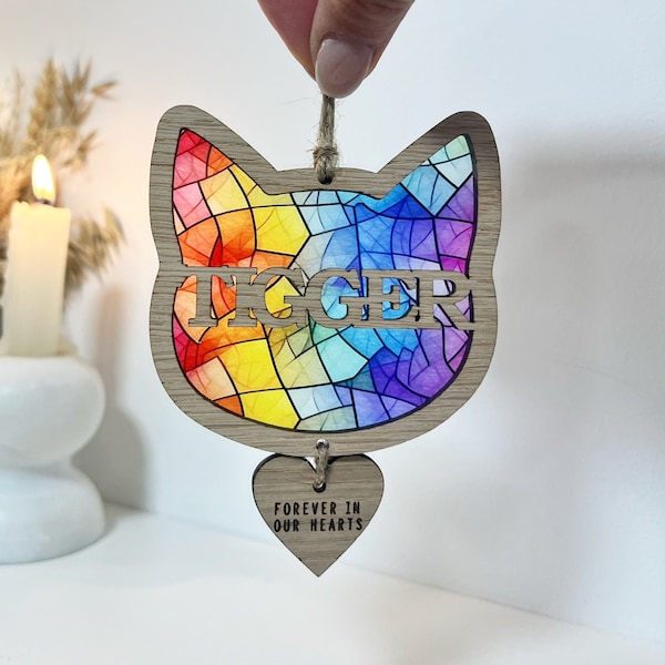 Rainbow bridge cat loss memorial keepsake, sun catcher, pet sympathy gift, pet loss gift, cat loss memorial gift, cat lover, cat sympathy