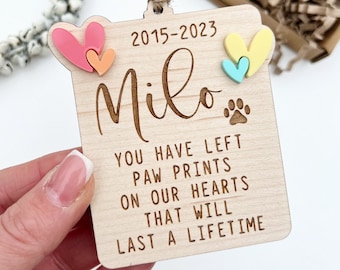 Personalised pet memorial gift, pet sympathy gift, you have left paw prints on our heart, pet loss gift, rainbow bridge gift, dog loss,