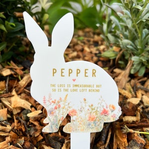 Rabbit memorial stake, bunny grave marker, bunny sympathy gift, rabbit loss, pet memorial gift, rabbit lover gift, outdoor bunny memorial,