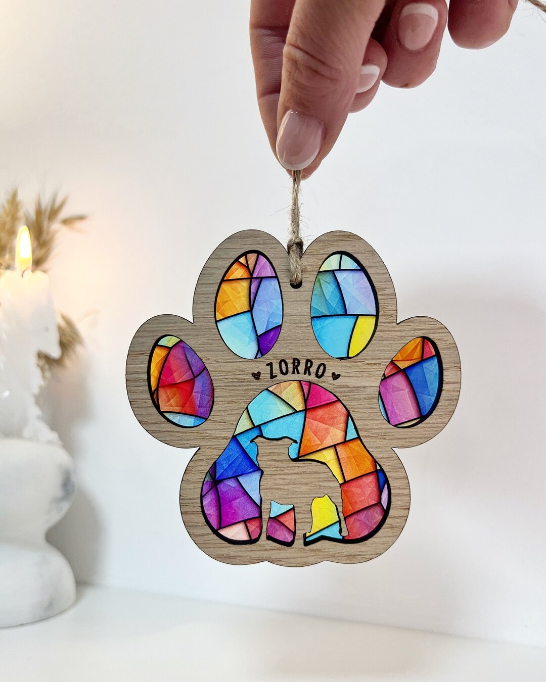 Circle Glass Ornament - Christmas Memorial Sympathy Gifts For Dogs, Cats - Paws Over The Rainbow