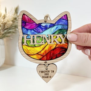 Cat rainbow bridge memorial gift, sun catcher, pet sympathy gift, pet loss gift, cat loss memorial gift, cat lover gift, cat sympathy gift