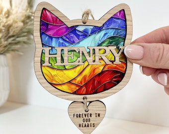 Cat rainbow bridge memorial gift, sun catcher, pet sympathy gift, pet loss gift, cat loss memorial gift, cat lover gift, cat sympathy gift
