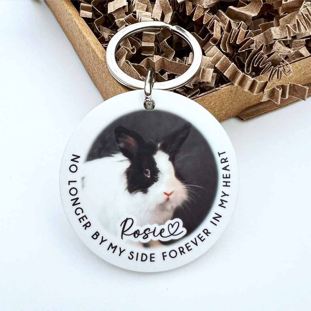 Rabbit Memorial Photo Keyring, Personalised Rabbit Keychain, Custom ...