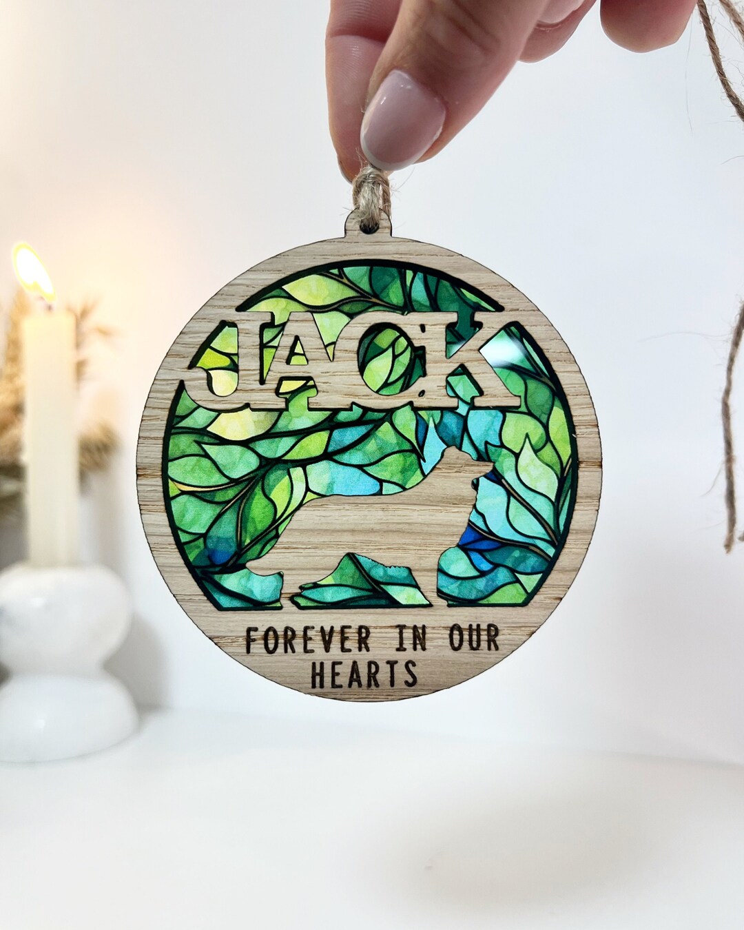 Dog Stained Glass Memorial Gift, Rainbow Bridge Sun Catcher, Pet ...