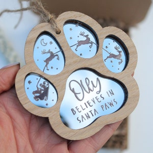 I believe in Santa paws, Personalised dog Christmas ornament, Personalised dog Christmas decoration, Cat Christmas ornament