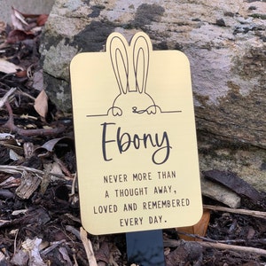 Personalised rabbit grave marker, Rabbit garden memorial, Gold or Silver