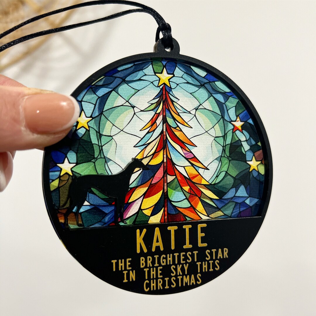 Dog Stained Glass Christmas Memorial Gift, Rainbow Bridge Sun Catcher ...