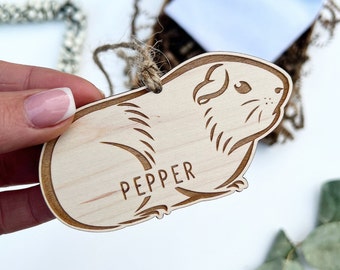 Personalised wooden guinea pig Christmas ornament, Customised guinea pig Christmas decoration, Guinea pig accessories, Guinea pig ornament