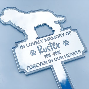 Cockapoo garden memorial, Personalised dog grave marker, Cockerpoo outdoor memorial plaque stake