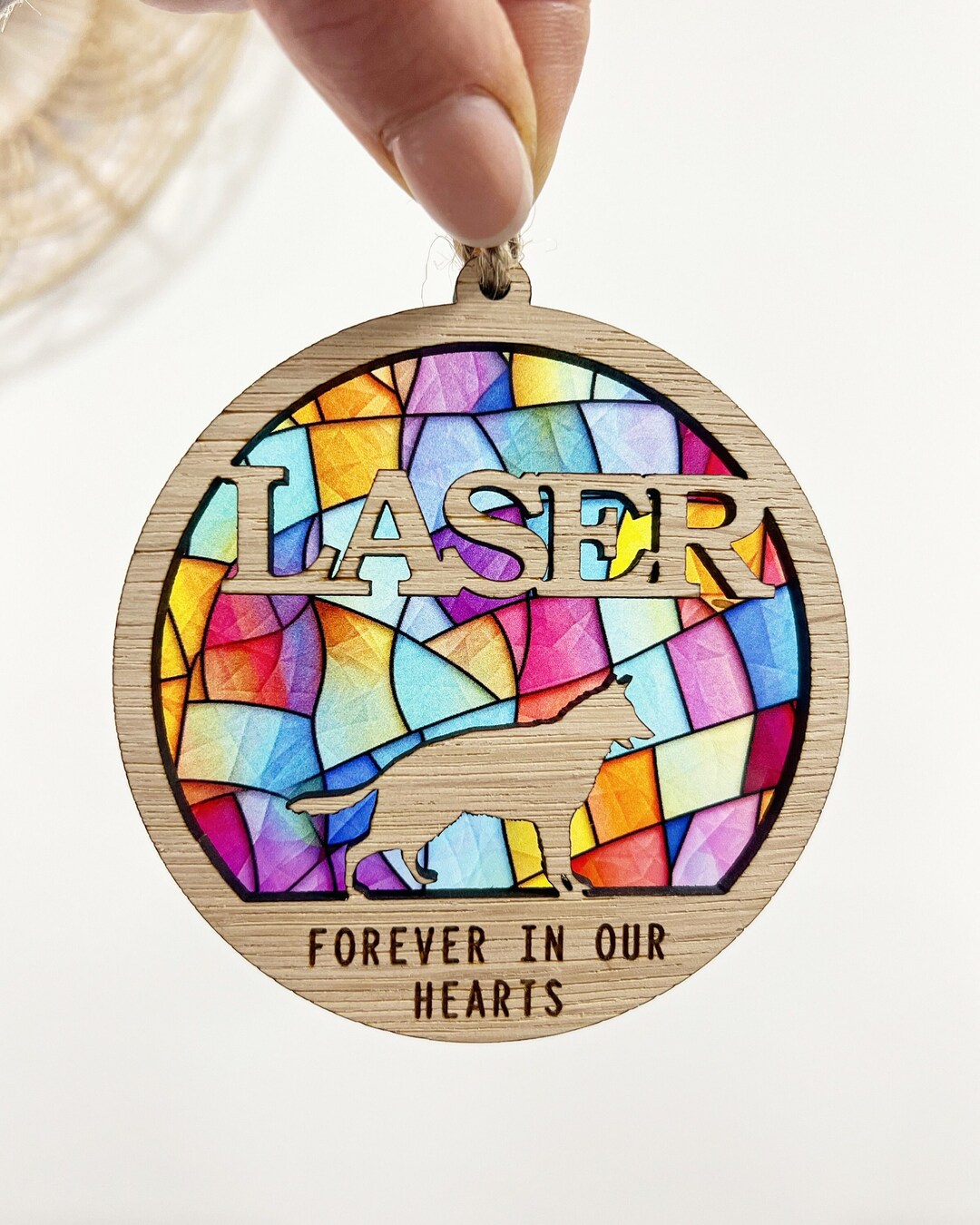 Dog Stained Glass Memorial Gift, Rainbow Bridge Sun Catcher, Pet ...
