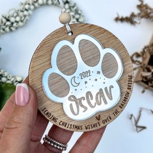 Gifts for dog lovers, dog decorations, dog Christmas memorial decoration, dog ornament, Rainbow bridge gift, Personalised dog ornament