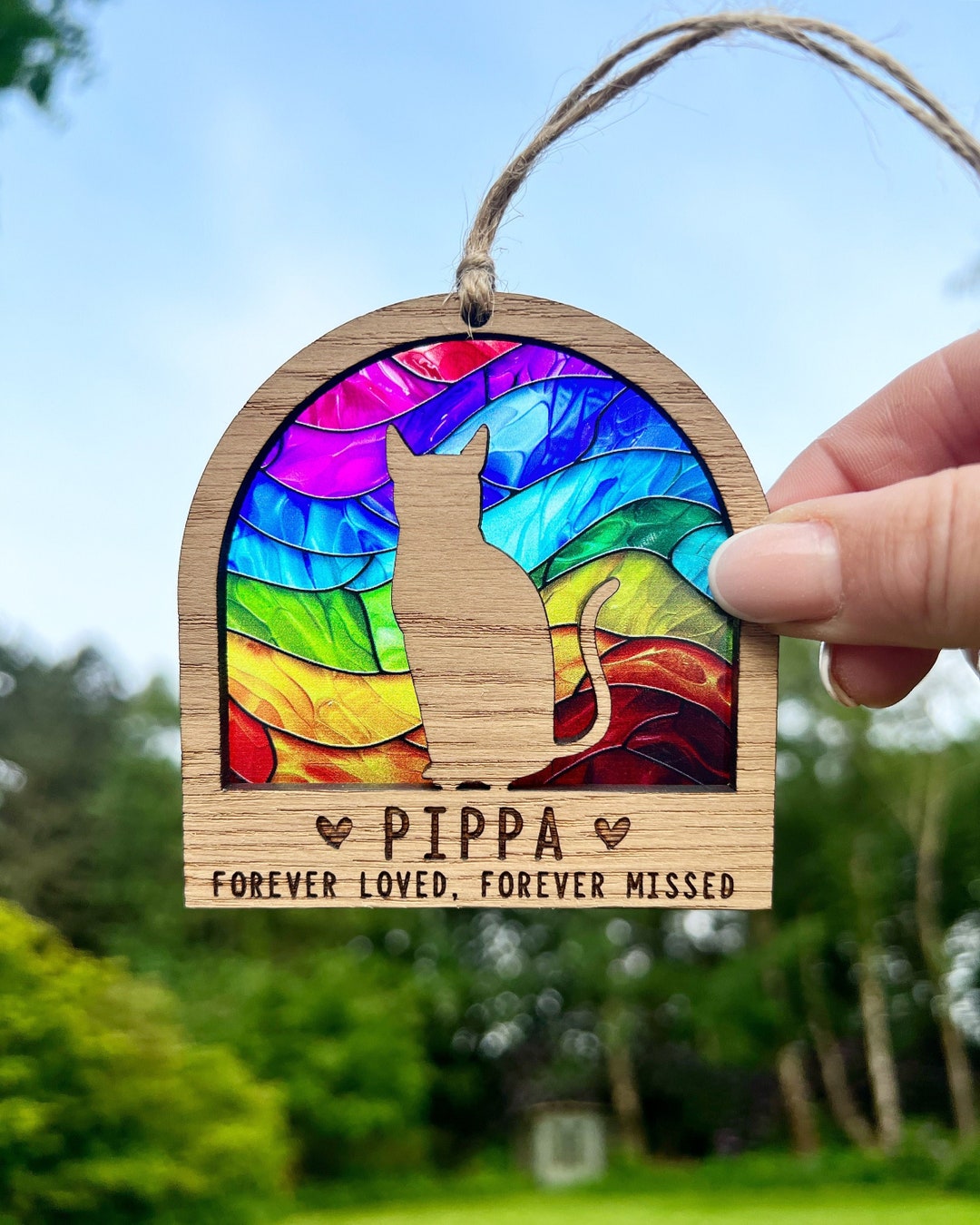 Cat Loss Gift Rainbow Bridge Cat Memorial Gift, Sun Catcher, Light ...