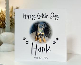Tarjeta personalizada "Dog Gotcha Day": Tarjeta de cumpleaños de lino para mascotas