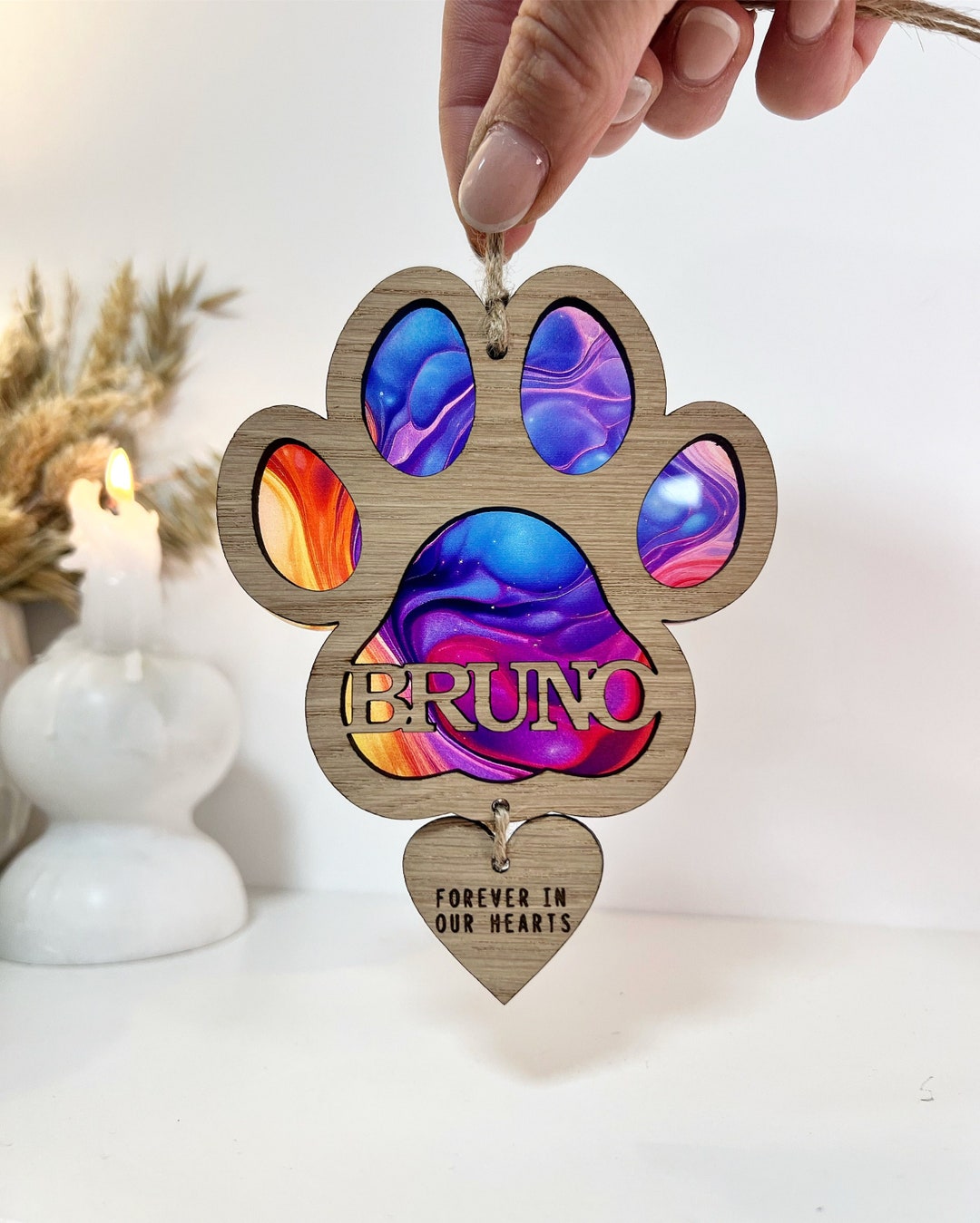 Dog Loss Sympathy Gift, Rainbow Bridge Dog Memorial Gift, Stained Glass ...