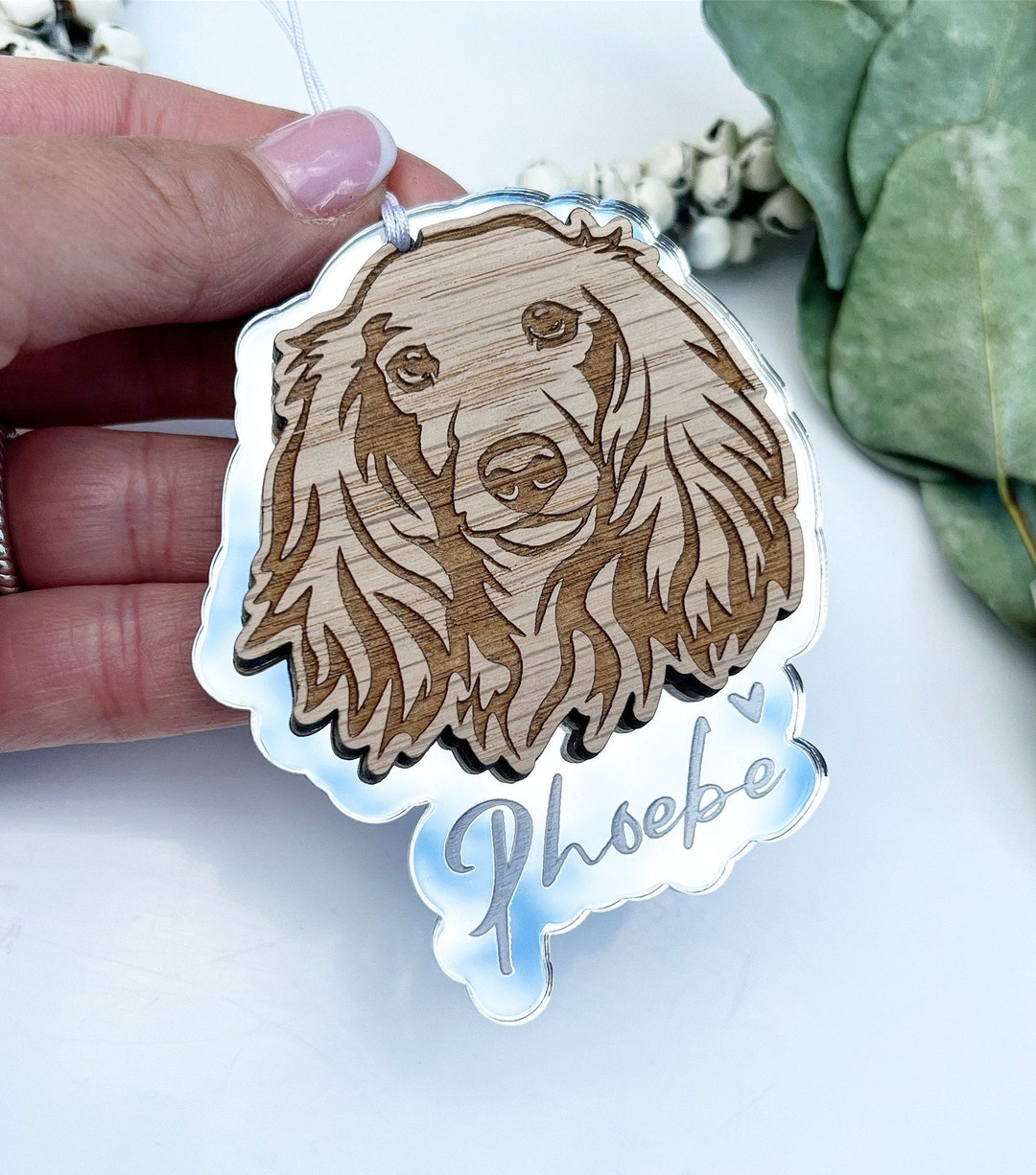 Dachshund Longhaired Ornament, Dachshund Memorial Decoration, Dachshund