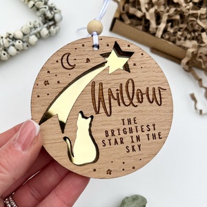 Cat gift, Personalised cat sympathy gift, Cat ornament, Brightest star in the sky cat loss bereavement gift, Cat loss, Cat keepsake
