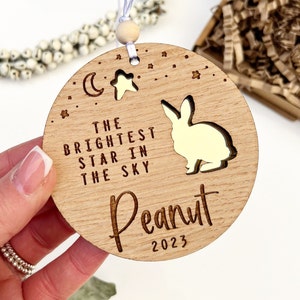 Rabbit memorial gift, Bunny sympathy gift, Bunny ornament, Brightest star in the sky rabbit loss bereavement gift, Loss of bunny gift