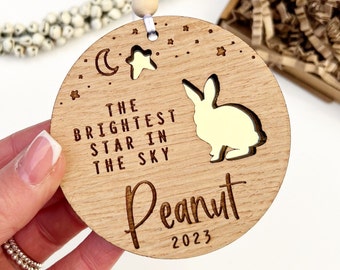 Rabbit memorial gift, Bunny sympathy gift, Bunny ornament, Brightest star in the sky rabbit loss bereavement gift, Loss of bunny gift