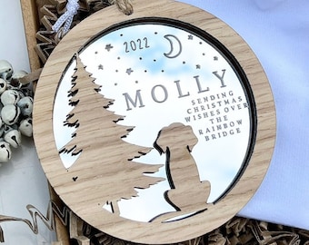 Christmas dog memorial ornament, Dog Christmas bauble, Personalised dog ornament, Star ornament, Dog decoration, Rainbow Bridge Dog memorial