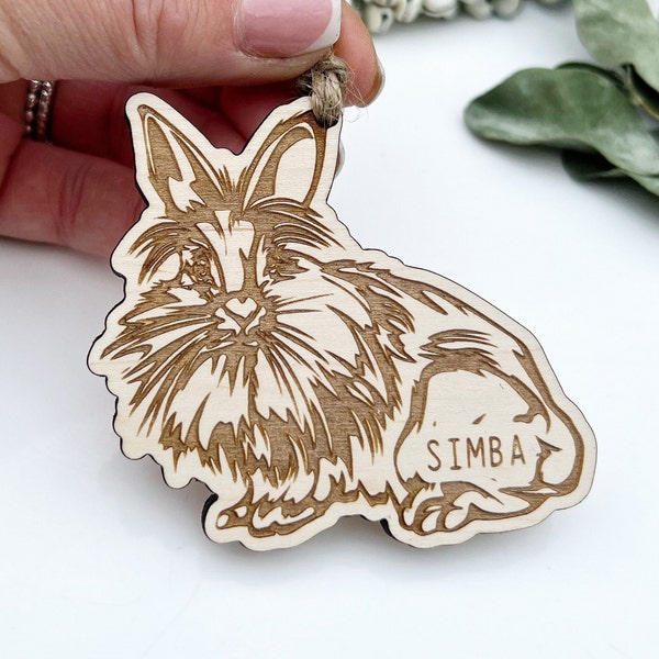 Lionhead bunny ornament, Lionhead rabbit decoration, Personalised rabbit ornament, Custom Rabbit bauble, Bunny lover gift, Bunny decor