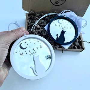 Gato negro, regalo conmemorativo de gato, puente del arcoíris, regalo de simpatía por mascotas, regalo por la pérdida de una mascota, pérdida de un gato, regalo conmemorativo de una mascota, regalo para un amante de los gatos, decoración de gatos,