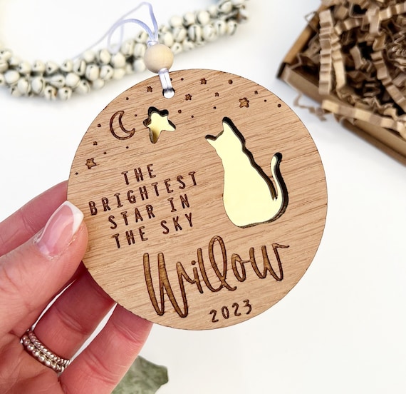 Cat memorial gift, Personalised cat sympathy  Custom cat ornament, Cat lover, Brightest star in the sky, Cat loss, Kitten loss