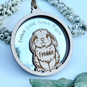 Personalised rabbit memorial ornament, Customised rabbit memorial gift, Bunny memorial ornament, Bunny remembrance decoration, rabbit lover image 1