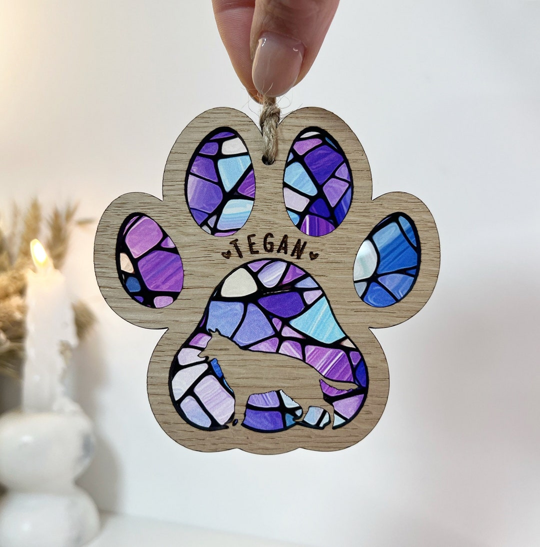 Dog Stained Glass Memorial Gift, Rainbow Bridge, Pet Sympathy Gift, Pet ...