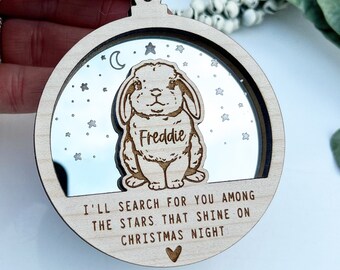 Rabbit memorial Christmas ornament, Christmas bunny memorial ornament, Rabbit Christmas, Personalised rabbit ornament, Bunny lover gift